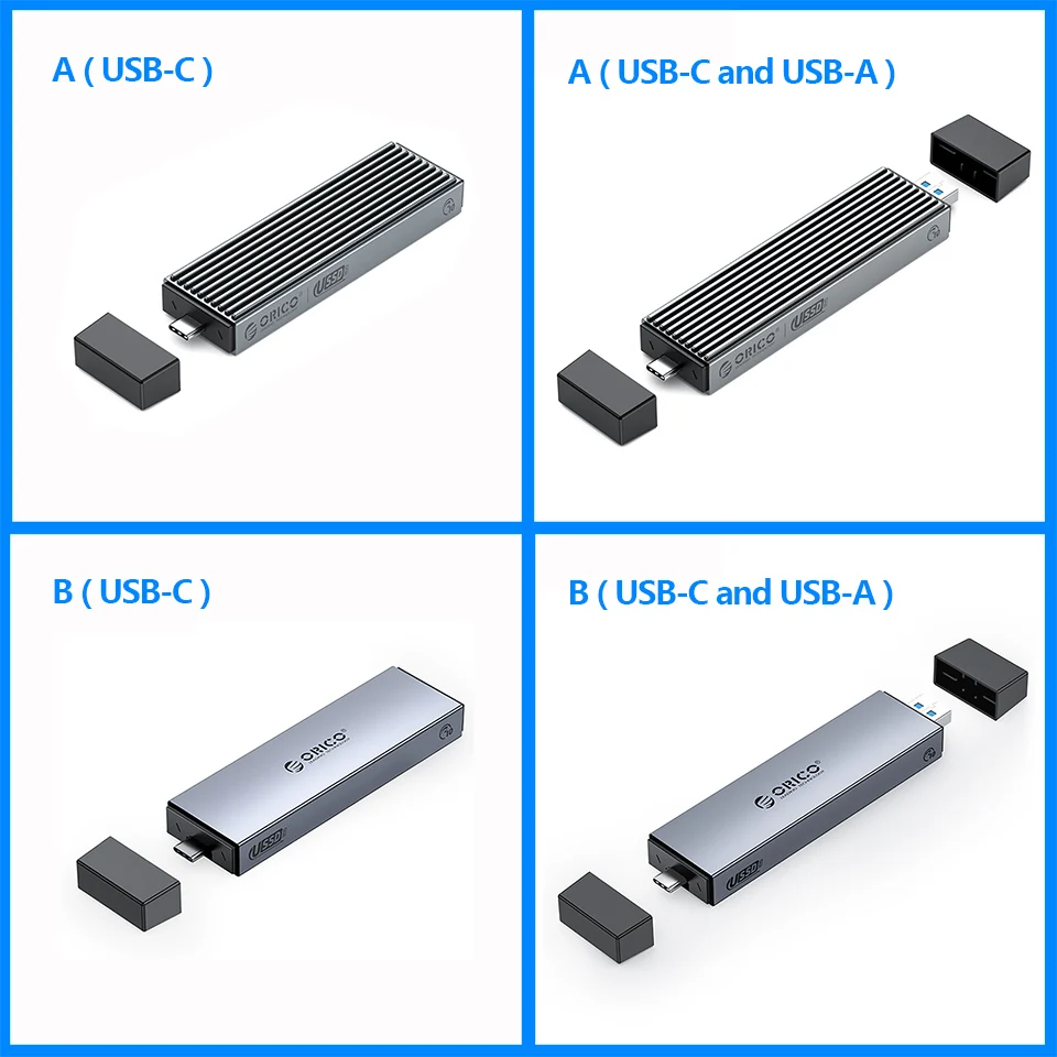 ORICO Dual Protocols M.2 NVME NGFF SATA Enclosure USB A Type C SSD Zewnętrzny dysk twardy HD M2 Gen2 Storage Box do laptopa PC