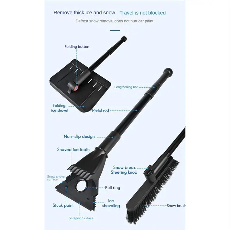 AA417~Snow Removal Kit Car De-Ice Snow Thrower Retractable Snow Shovel Kit