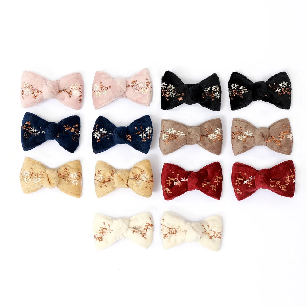 A9 New winter star Printing velvet girls hairband long tails bow hair accessories for children bow clip headband