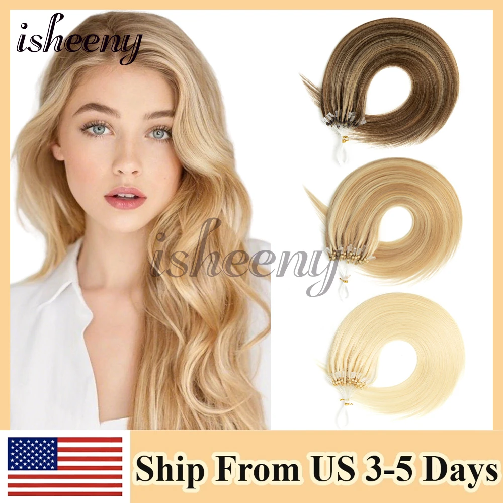

Isheeny Micro Loop Наращивание волос Человеческие волосы Густые волосы Машина Remy 30 г/упак. Легкая установка дома Мода Прямые человеческие волосы