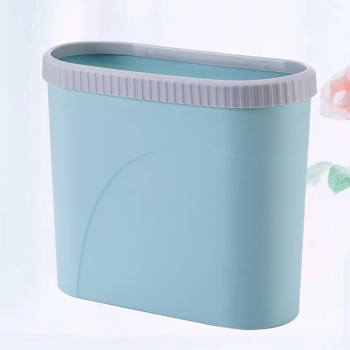 

Trash Can With Lid Waste Bin For Home Kitchen Bathroom Sky-Blue Rubbish Organizer Garbage Container