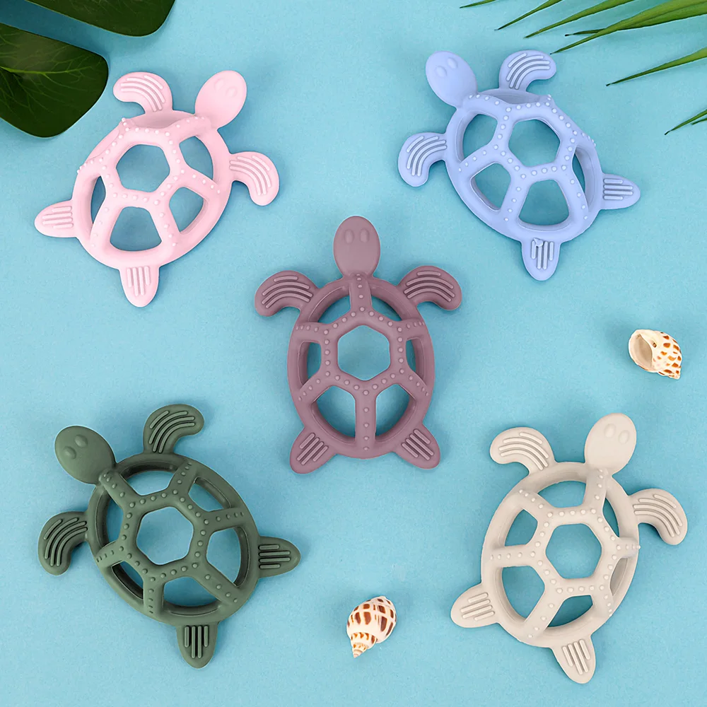 1pc Baby Silicone Teether Rodent Cartoon Animals Food Grade Silicone Turtle DIY Teething Toys For Teeth Rod Teethers Gift