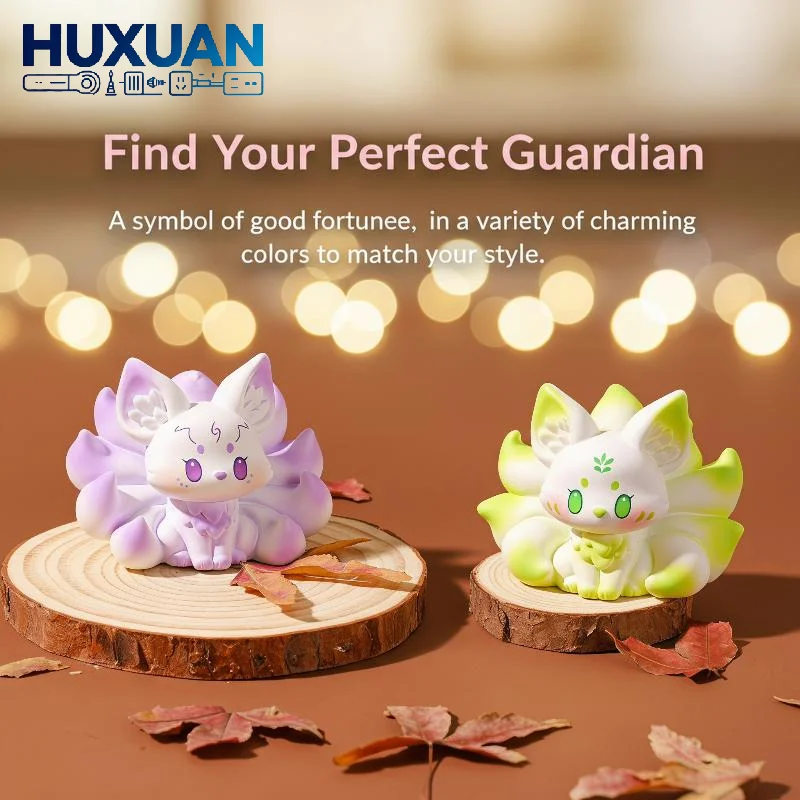 1Pcs Resin Nine Tailed Fox Figurine Ornament, Cute Handicraft Decor For Car Desktop Home Display Gift
