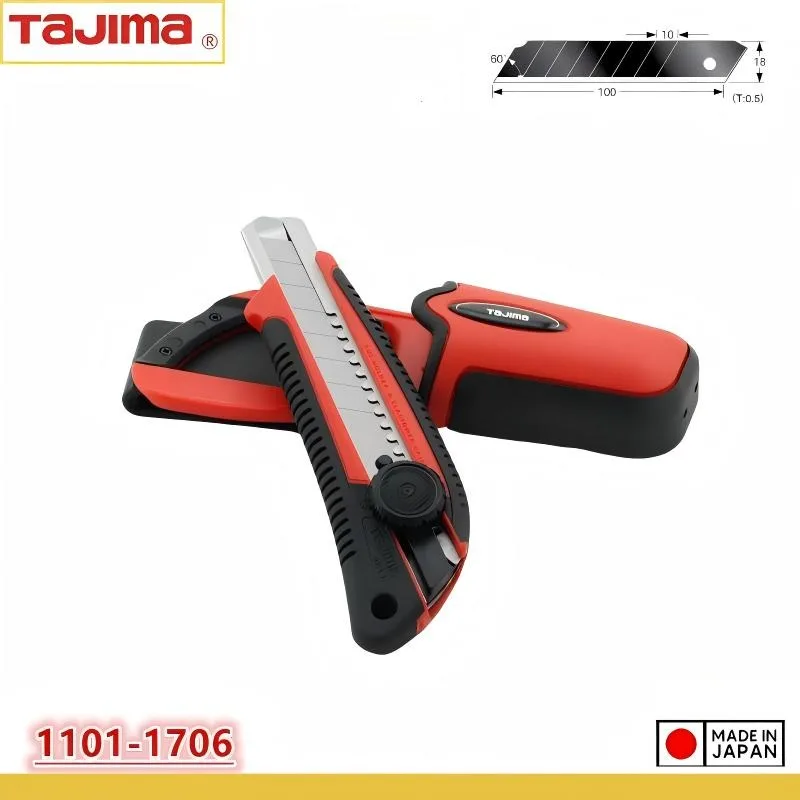

Универсальный нож TAJIMA 1101-1706 LC561RHSBL (с чехлом), 18 мм, с L-образным лезвием и фиксатором, для обоев