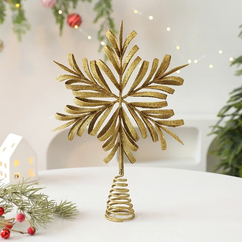 Neue Stern Weihnachten Baum Topper Hohl Weihnachten Dekoration Glitter Weihnachten Baum Dekoration Party Liefert Eisen Schneeflocke Ornamente