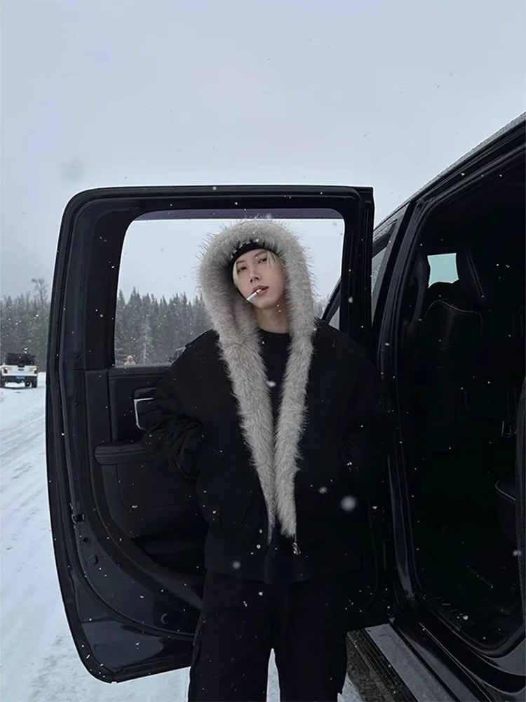 

Мужская зимняя хлопковая куртка-худи в американском стиле, ретро, на молнии, с воротником-стойкой, для молодежи, теплая