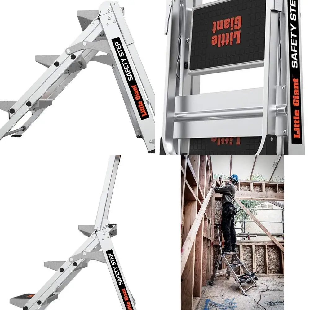 

Лестницы, безопасная ступенька, 3 ступени, 3 фута, табурет-ступенька, алюминий, тип 1 А, вес 300 фунтов, (10310BA)