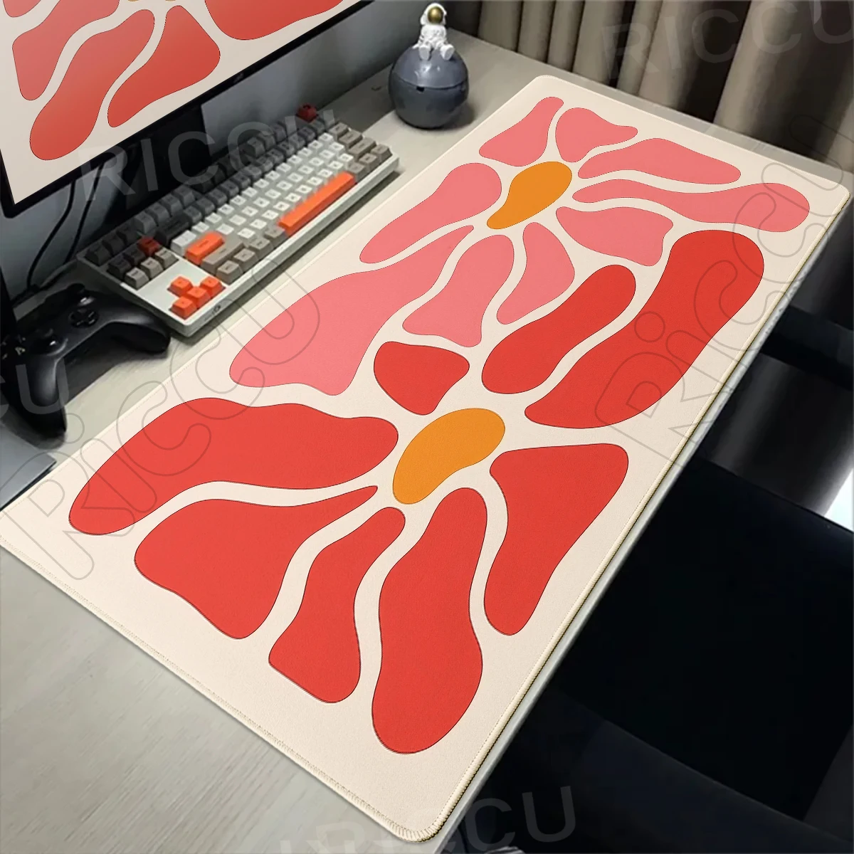 Pink Abstract Flower mouse pad Large computer 90x40 Art Office Desk Mat Gift Deskpad Game accessories Keyboard pad XS Home Decor