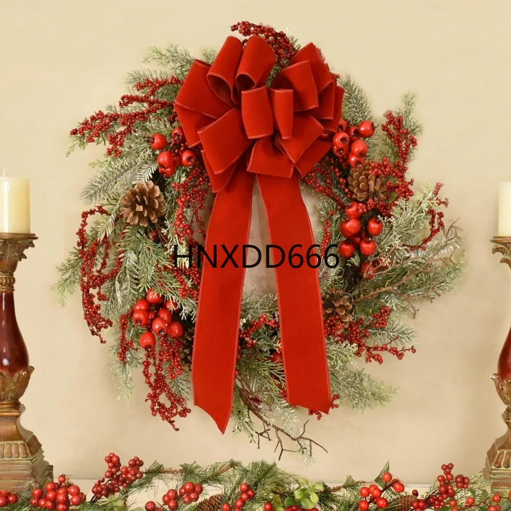 

Set of 4 Wired Holiday Red Velvet Christmas Bows - 14 Loops, Christmas Bows