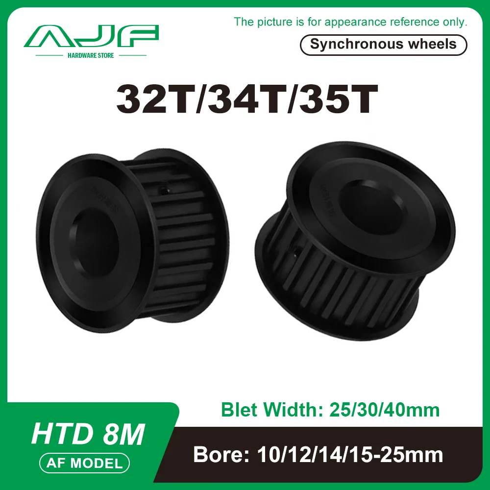 

45 Steel Timing Pulley HTD 8M 16T/17T/18T/19T AF Type 8M Synchronous Wheel for Belt Width 25/30/40mm Bore 10mm-25mm Ptich 8mm
