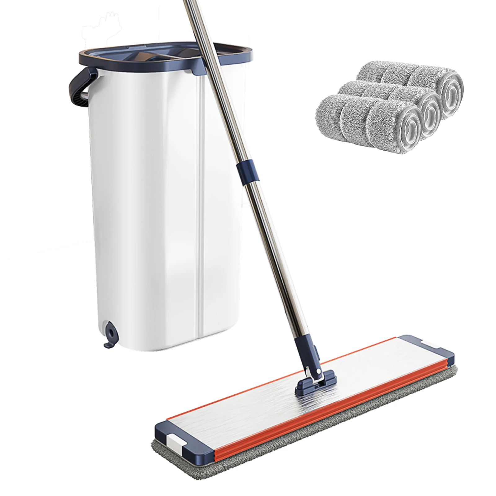 

Hands-Free Flat Squeeze Mop – 360° Rotating Microfiber Mop with Self-Wringing Bucket