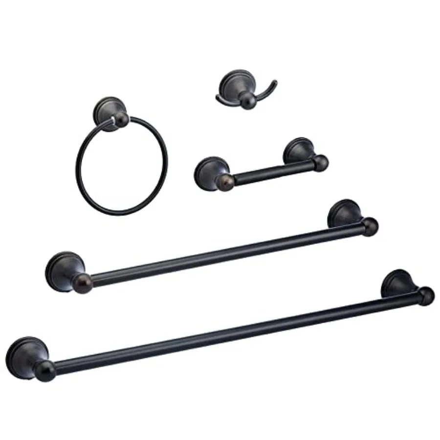 

Modern 5 Pcs Bathroom Hardware Set,,Towel Bar, Toilet Paper Holder, Towel Ring, Robe Hook