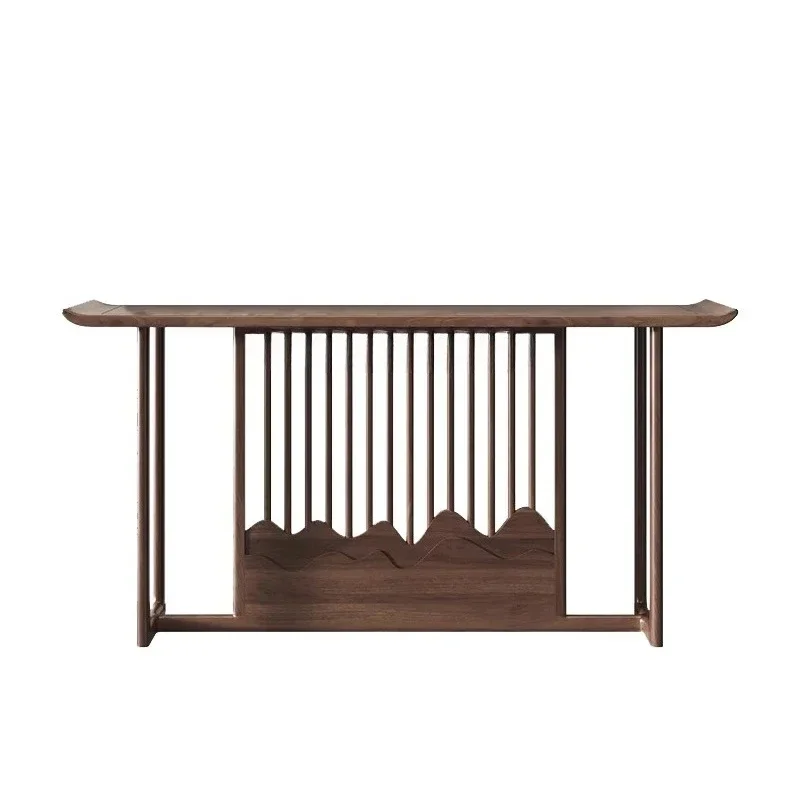 New Chinese-style black walnut entrance table, solid wood strip case entry foyer is customized against the wall entrance table