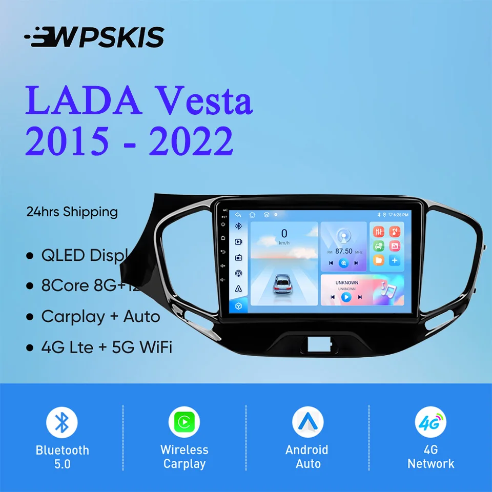 Android 14 8G 128G Car Radio Stereo Video Audio Multimedia DVD HU For Lada Vesta 2015 2017 2019 2021 GPS Navigation DVD Cassette