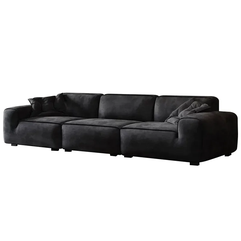 for  Caesar Big Black Cow Sofa Italian Cat Claw Cloth Tofu Block Living Room Straight Row Matte Cloth Roman Fabric