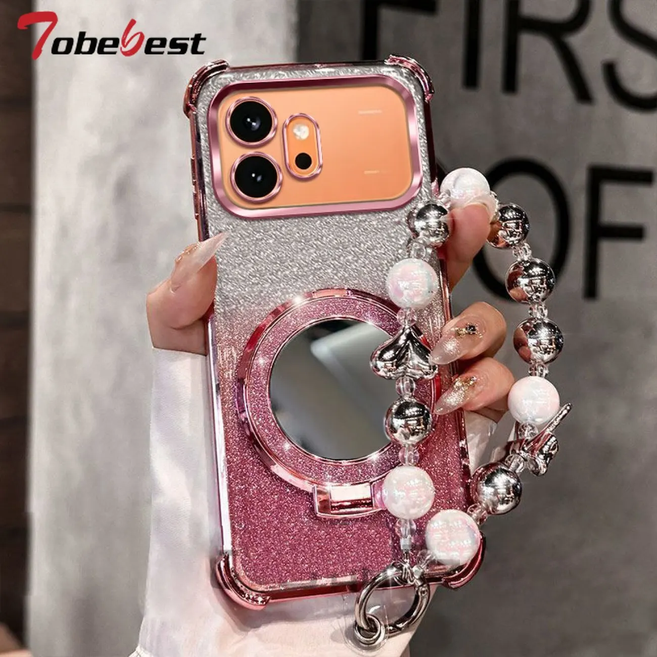 Glitter Plating Makeup Mirror Phone Holder Bracelet Case for Huawei Honor 600 Pro Smart 500 Shockproof Plating Silicone Case