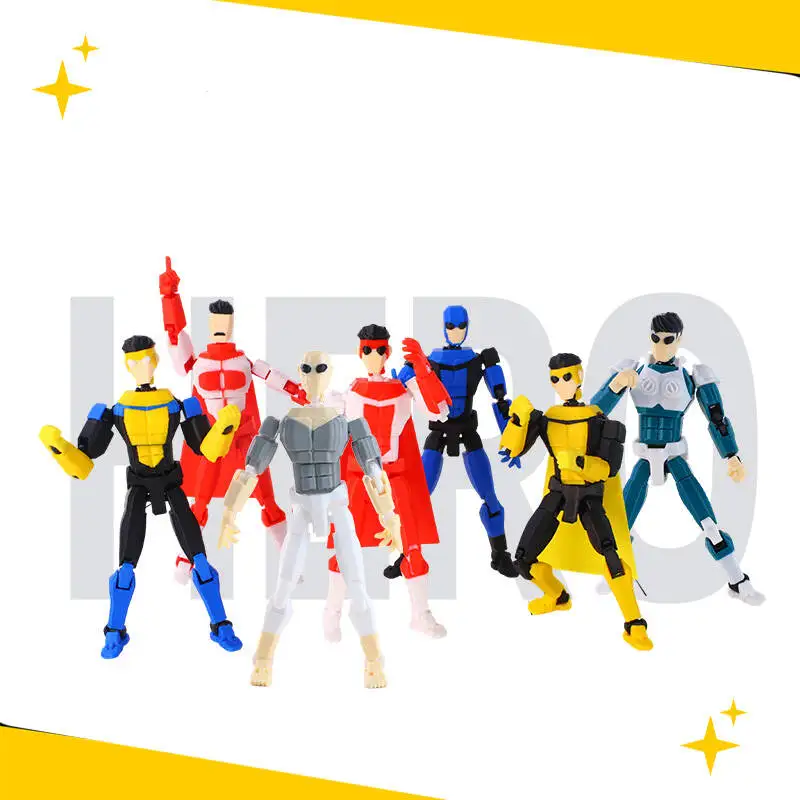 3D Printed Articulated Movable Model Invincible Mark Stripe Design Collectible Figure Toy Desktop Decor Holiday Gift For Fans