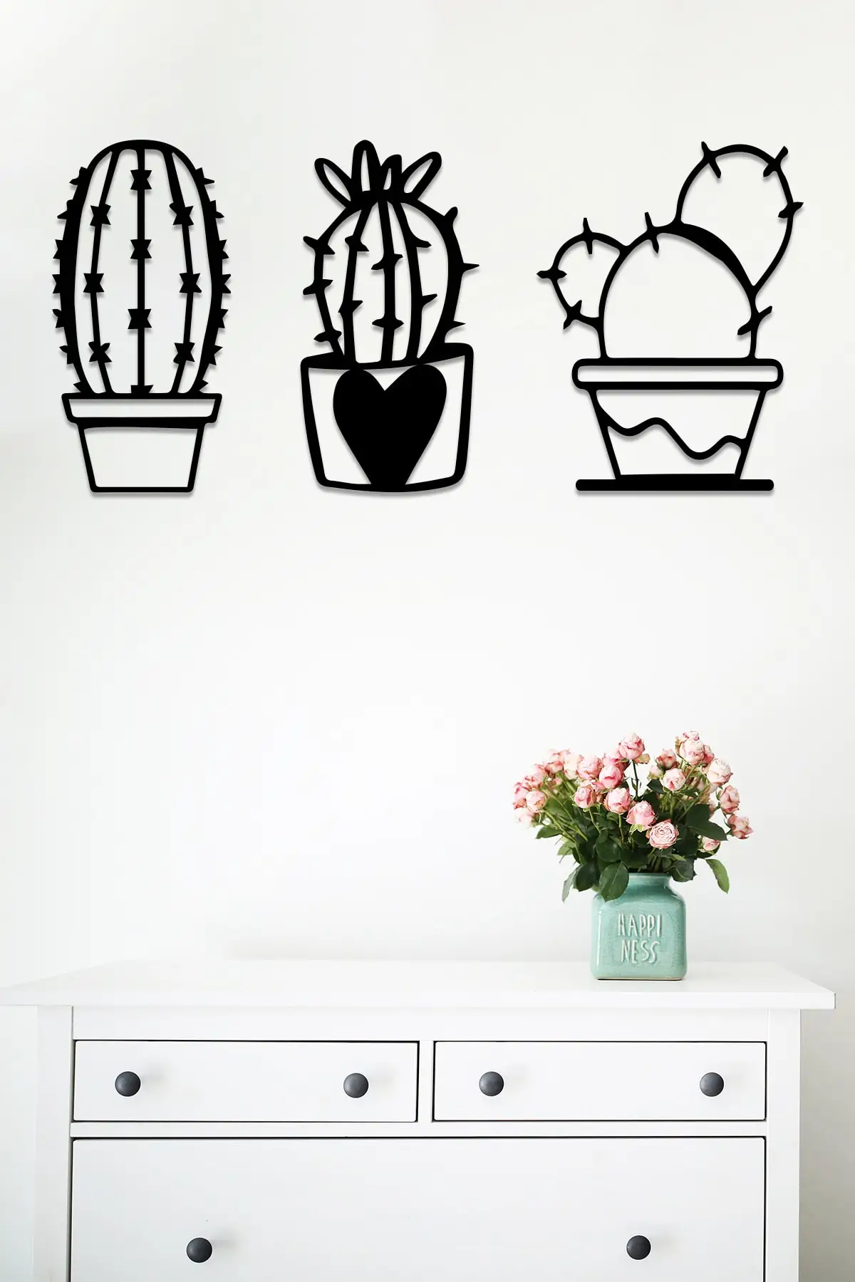 3 Piece Cactus Set Wall Decor Modern Wall Room Home Accessory Wood Wall Art Home Office Living Room Bedroom Kitchen