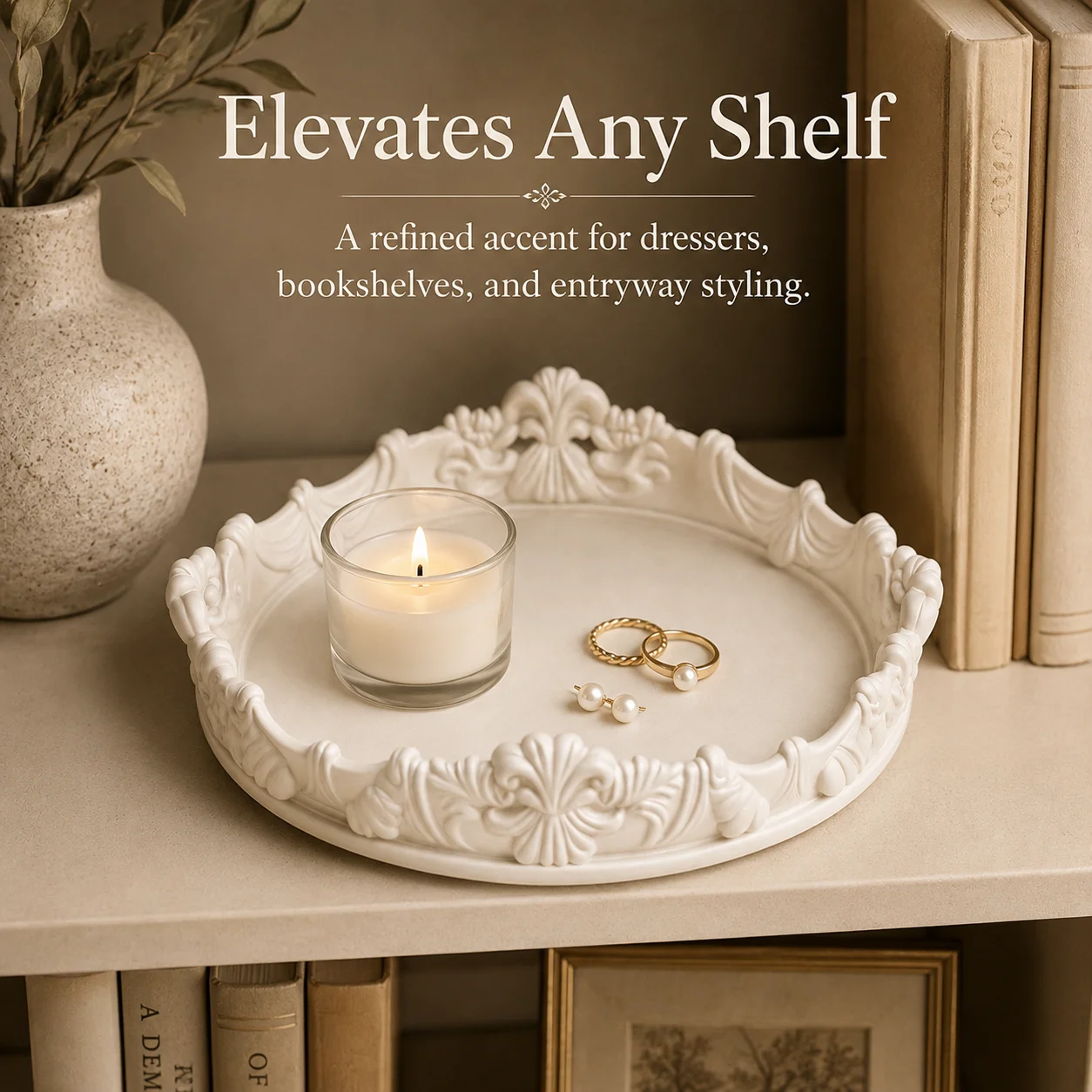 A Baroque style elegant tray for decorating dressing tables, bedrooms, etc., storing cosmetics, jewelry, etc