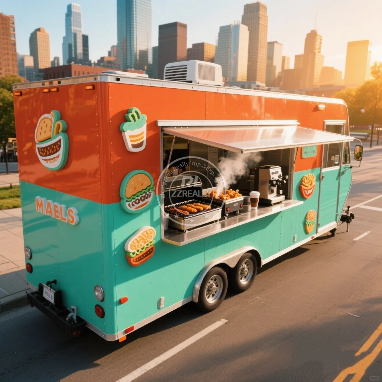 Wholesale Street Food Truck Stainless Steel Fast Food cart Concession Food Trailer for Event Wedding