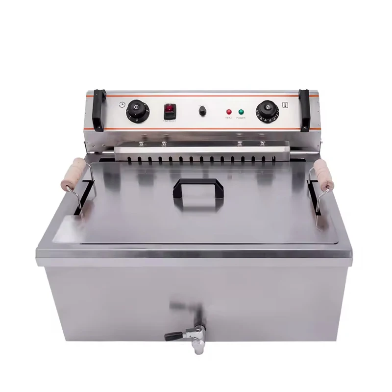 Commercial Electric Fryer 20L Single Cylinder Electric Fry Chicken with French Fries Machine 220V 4.8KW