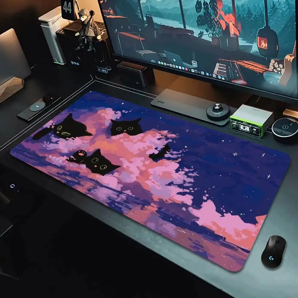 

Black cat mousepad hidden in the clouds is cute. It is a large PC accessory with HD printing rubber anti-slip and washable