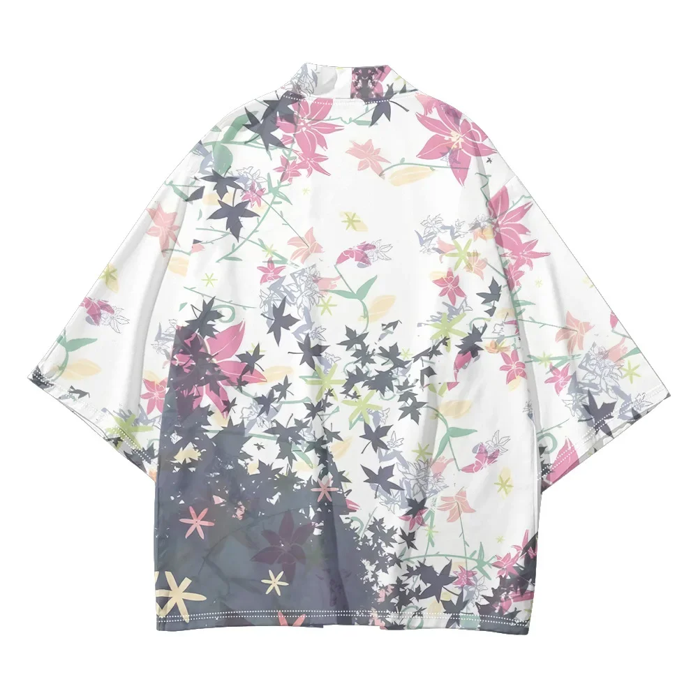 

Женская азиатская одежда 6XL 5XL 4XL Кардиган с лепестковым принтом Haori Beach Yukata Модное повседневное кимоно Уличная одежда для мужчин