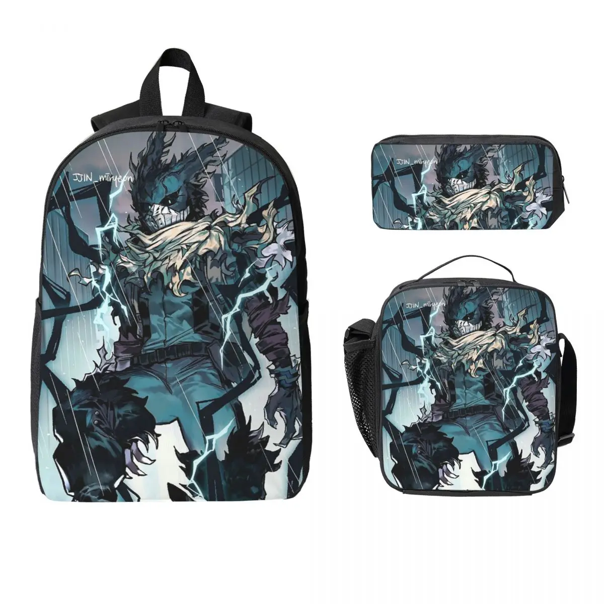 

Рюкзак My Hero Academy, студенческая сумка для книг для мальчиков и девочек, школьная сумка, сумки на плечо для ноутбука, 3 шт., изолированная сумка для обеда, пенал