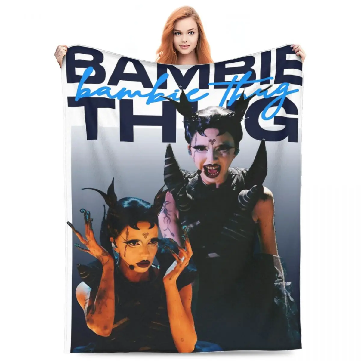 Bambie Thug Doomsday Blue 2024 Song Concert Merchandise Blanket Fleece Bedding Throw Blankets Relax Warm for Travel Rug Piece