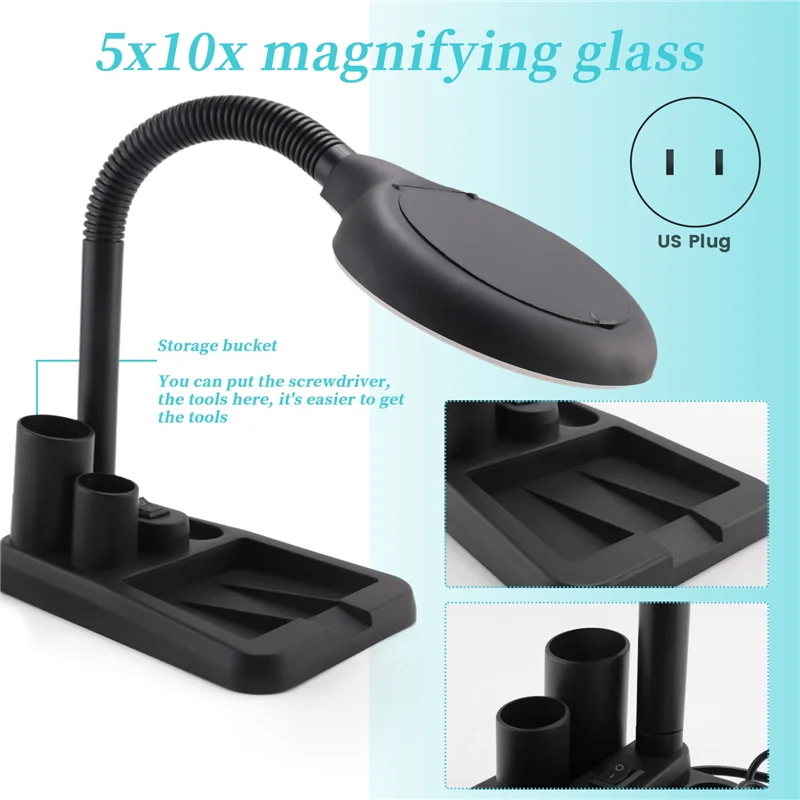 

OFSS-LED Magnifying Lamp 5X 10X Magnifier With Light Table And Desk Lamp Floor Stand Adjustable Magnifying Magnifier Glass For R