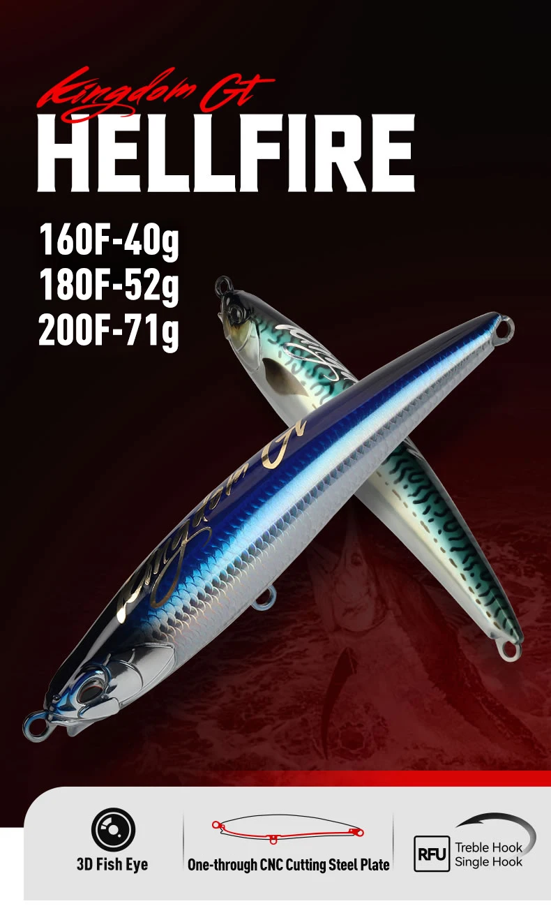 Kingdom GT Pencil Topwater Angelköder Z-Dog 40g-71g 160mm-200mm Künstliche Hartköder für Salzwasserangeln – Detail 1