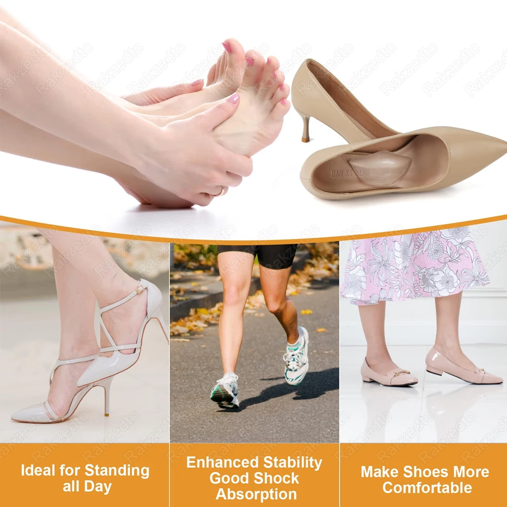 Silicone High Arch Insoles for Man Woman Orthopedic Plantar Fasciitis Flat Foot Arch Support Insoles Gel Self-adhesive Foot Pads