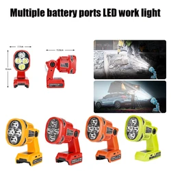 Emergency Outdoor LED Light Work Light Flashlight for Makita/Bosch/Dewalt/Milwaukee/Ryobi/Black&Decker/Craftsman 18V Battery