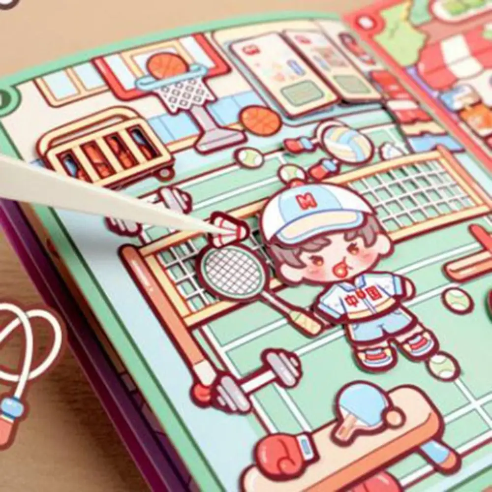 Scrapbook Libri di attività Libro silenzioso fatto a mano Libro di adesivi di carta Libro di telado Libro occupato Cartoon Anime Adesivo materiale scena fai da te Ragazze