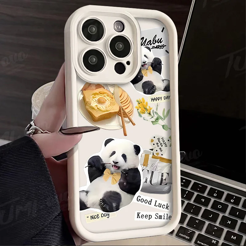 Cartoon Anime Cute Panda Animal Case for Samsung Galaxy S25 S24 S23 Ultra S22 S21 Plus FE 5G A54 A34 A14 A73 A53 A33 5G Cover