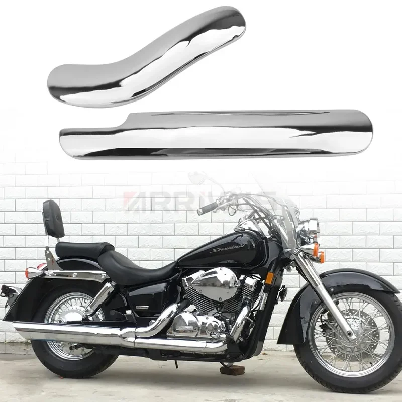 Chrome Motorcycle Curved Exhaust Muffler Pipe Heat Shield Cover Guard Protector For Honda Shadow VT750 VT400 97-03