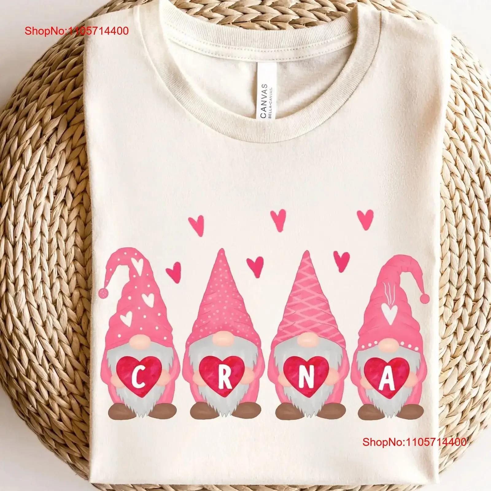 Gnomes CRNA Valentine T Shirt Nurse Anesthetist Rn ER Squad Valentines Day ICU Nurses Anesthesiologist Outfit vintage Washed