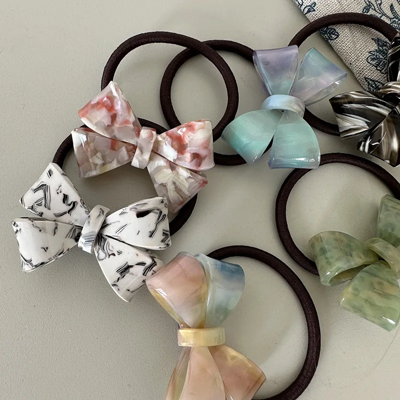 French Acetic Acid Bow Hair Loop Cute and Exquisite Headstring Tie Hair Band Simple and Elegant Style Hair Accessories New Style