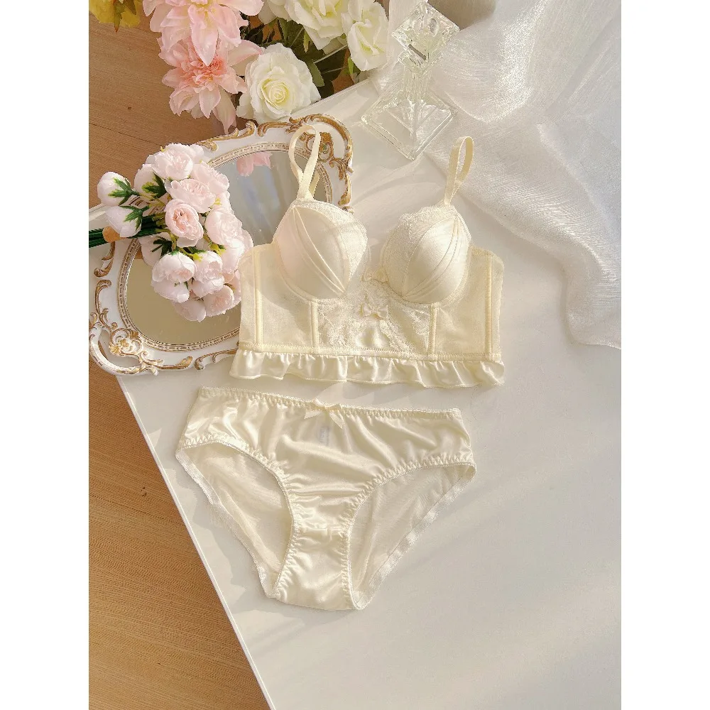 セクシーなEnsemble Soutien-gorge Dentelle Douce Été Japonais, Armatures, Petit Buste,anti Affaissement, Maintien Côté, Lingerie Femme