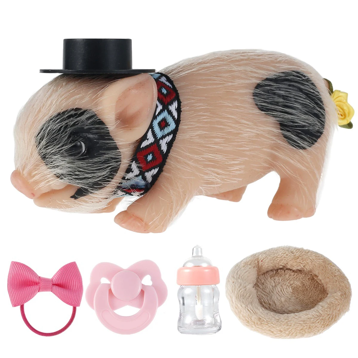Mini Reborn Puppe Volle Silikon Schwein Puppe Spielzeug Lebensechte Reborn Neugeborenen Schwein Puppe Dekompression Spielzeug Weihnachten Geschenk mit Zubehör