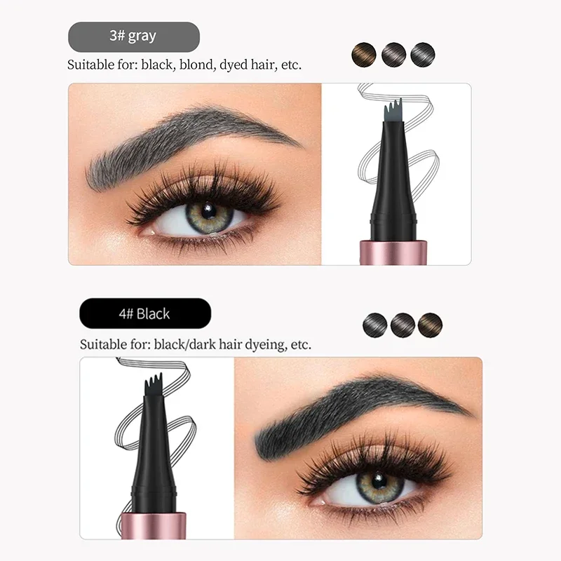 Crayon magique imperméable pour les yeux, maquillage naturel, trait fin, avec 4 embouts à micro-fourche, pour femmes, nouveauté 2024