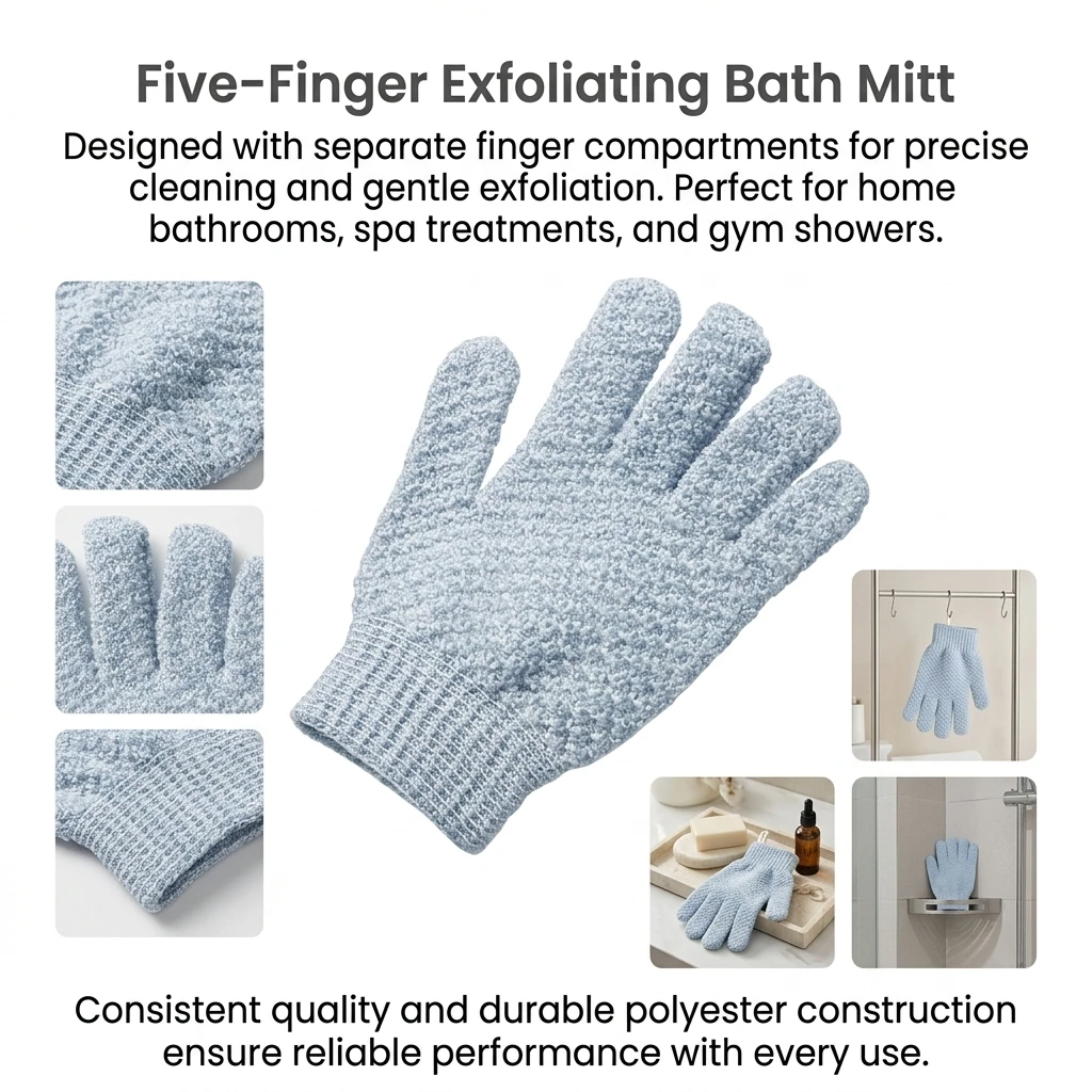 Pair Exfoliating Bath Gloves High-Density Polyester for Home Spa Deep Cleaning Body Scrubber Dead Skin Remover Durable