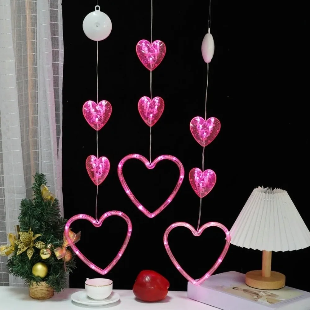 

Creative Heart Curtain Fairy Light Beautiful Waterproof Valentine Day LED String Lights Rose Color Red