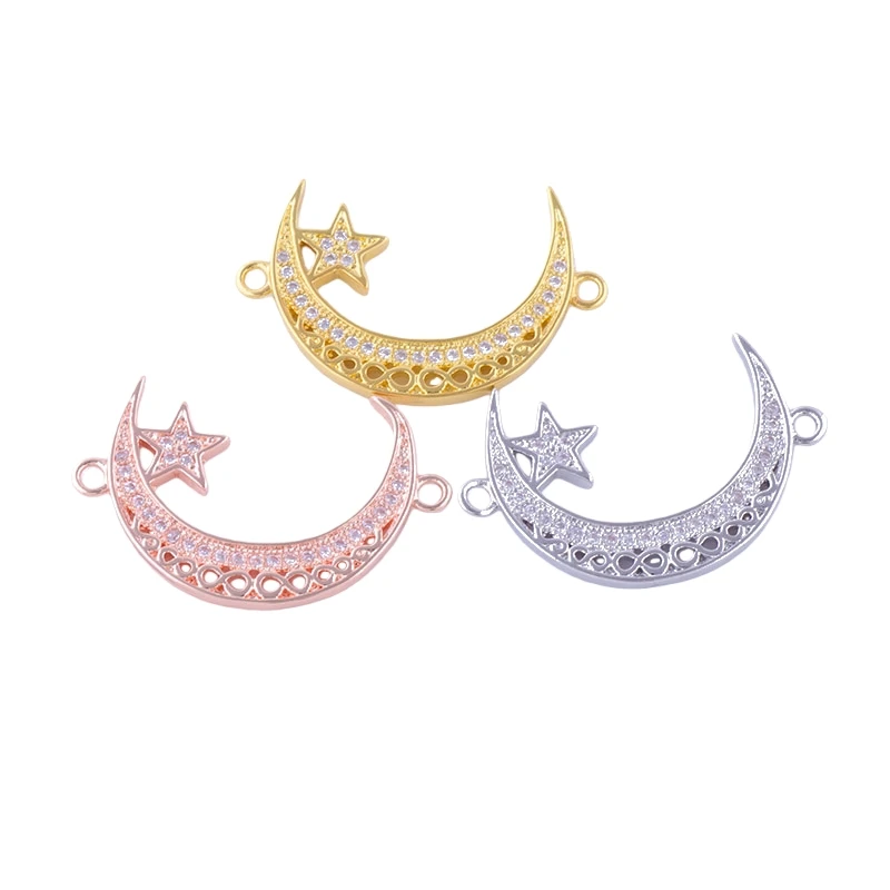 

Декоративные подвески-коннекторы в форме полумесяца с покрытием из 18-каратного золота Juya Handmade для создания мусульманских украшений своими руками.