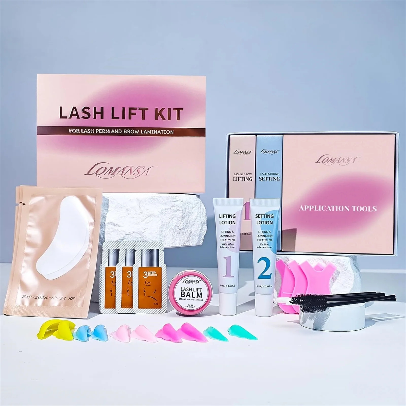 Lomansa Kit de levage de cils Kit de permanente de cils levage de curling naturel avec instructions détaillées ensemble complet de levage de cils outil de maquillage