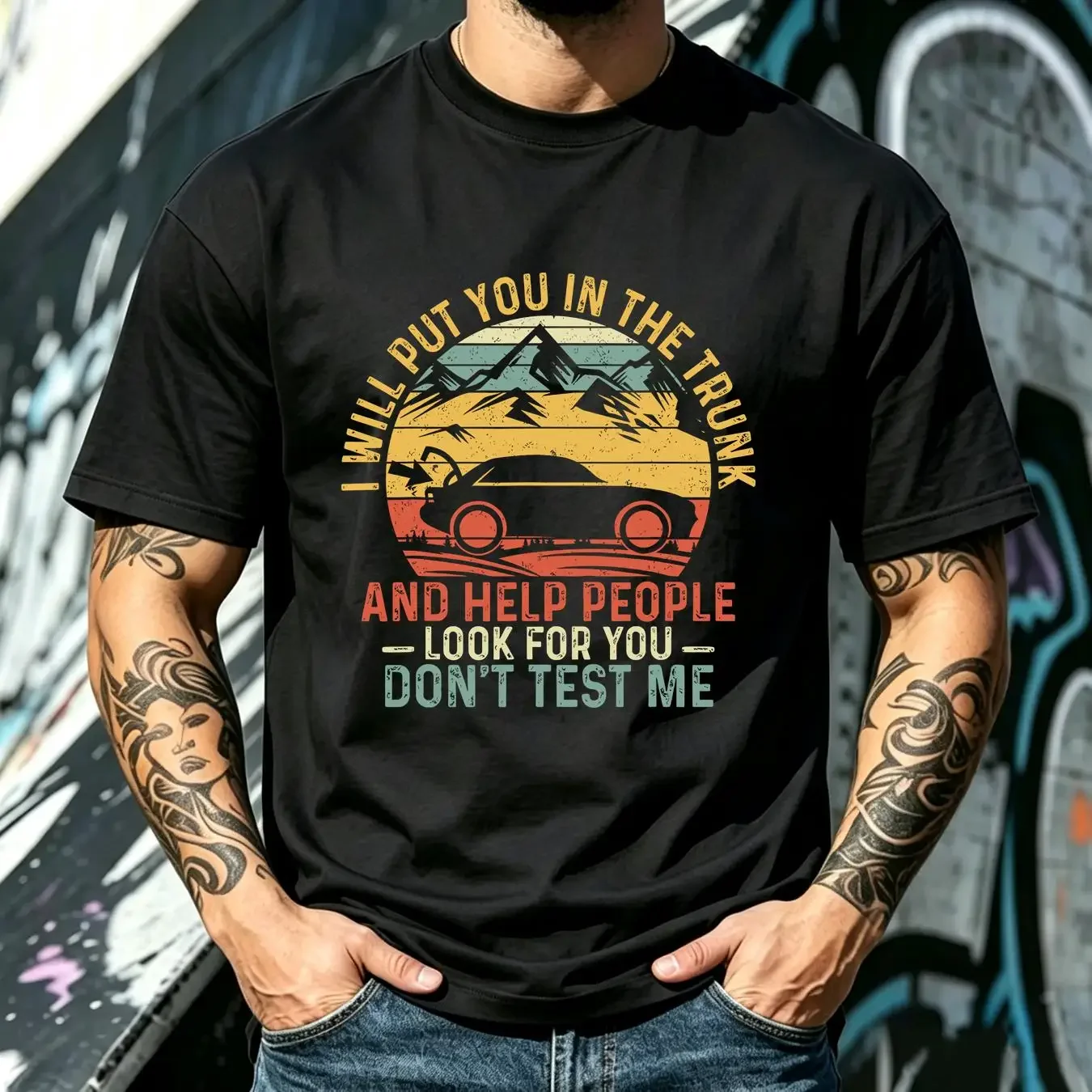 washed T Shirt I Will Put You In The Trunk And Help People Funny Saying vintage Washed fashion designer clothes Soft streetwear