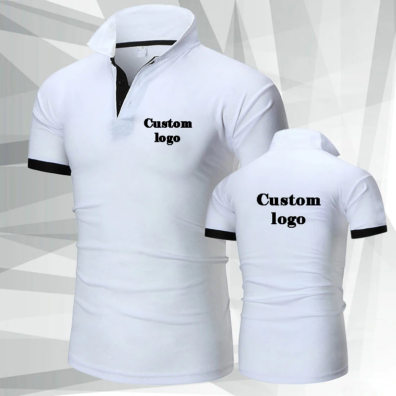 Polo con logotipo personalizado para hombre, camiseta informal de manga corta con logotipo personalizado bordado, diseño personalizado, Tops de