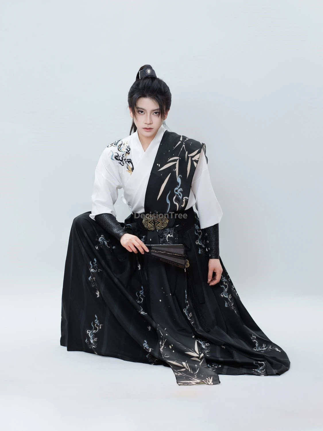 

2025 китайская литература, искусство, бамбук, принт, мужской ханьфу, древний стиль, драматический костюм боевых искусств, студенческий повседневный костюм для косплея