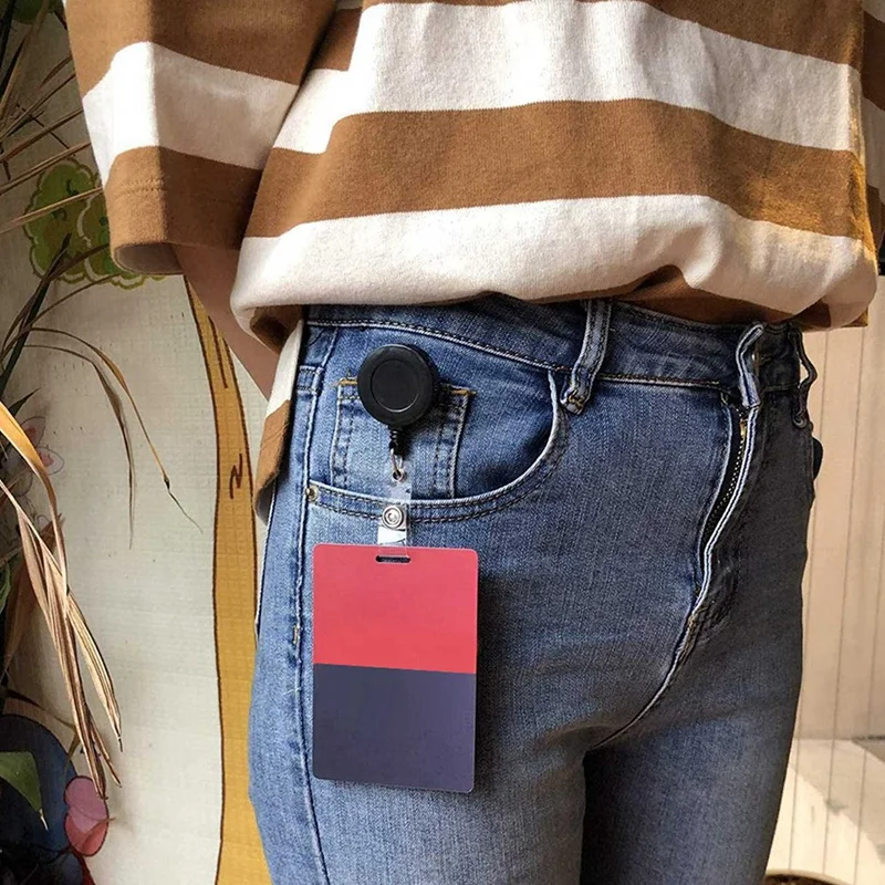 4 Pack - Retractable ID Name Badge Holder Reels With Swivel Alligator Clip (Black)