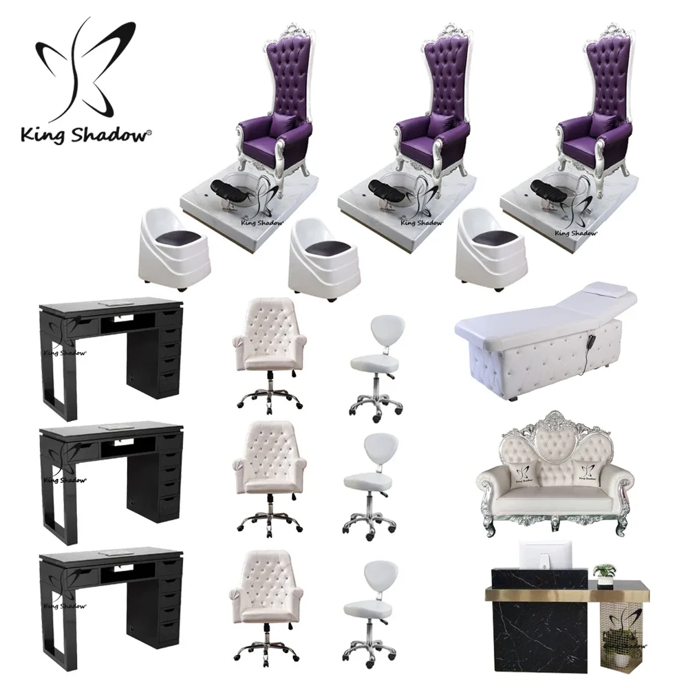 Full Set Nail Salon Furniture Manicure Table Pedicure Chair Luxury Salon Furniture